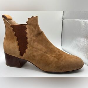 Chloe Lauren Camel Suede Leather Ankle Boots